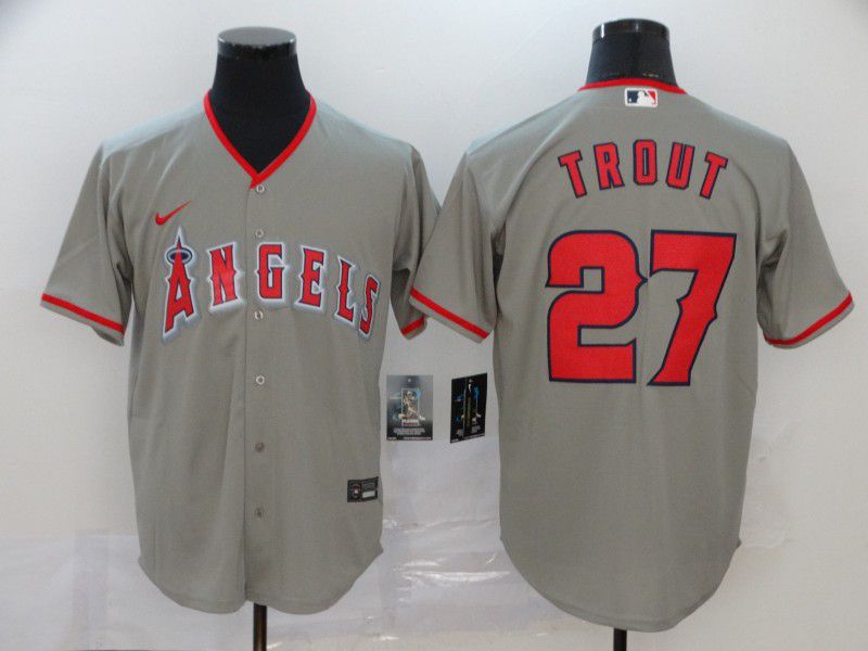 Men Los Angeles Angels #27 Trout Grey Nike Game MLB Jerseys